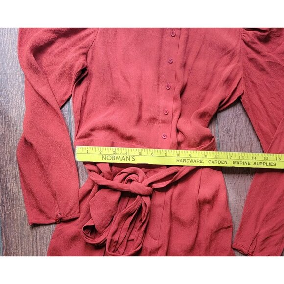J CREW Puff Sleeve Casual Jumpsuit Straight Fit RED ORANGE Drapey Size 4 NEW - Picture 10 of 15